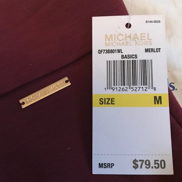 NWT Michael Kors Burgundy skinny knit pants - Picture 4 of 5